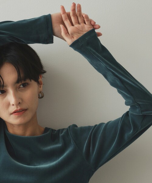 セール】《CLASSY掲載》シアーベロアトップス【洗濯機洗い可】（T