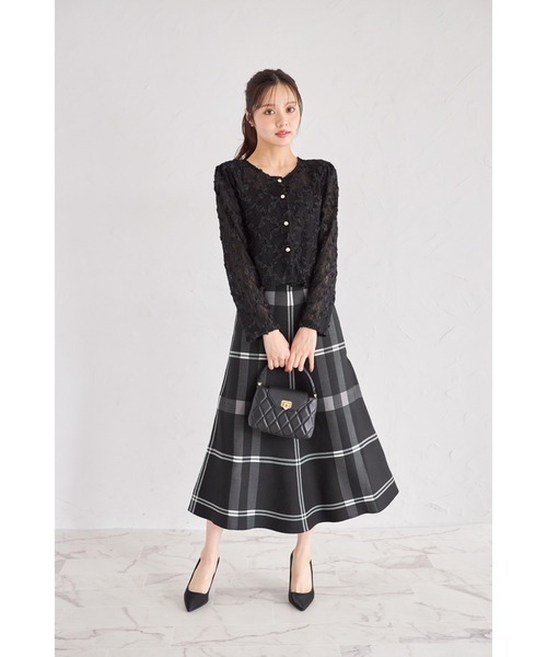 tocco closet（トッコ　クローゼット）の「【ZOZO限定】タータンチェックニットフレアスカート（スカート・レディース・オフホワイト/ネイビー/ブラック/レッド・M）」の20枚目の写真