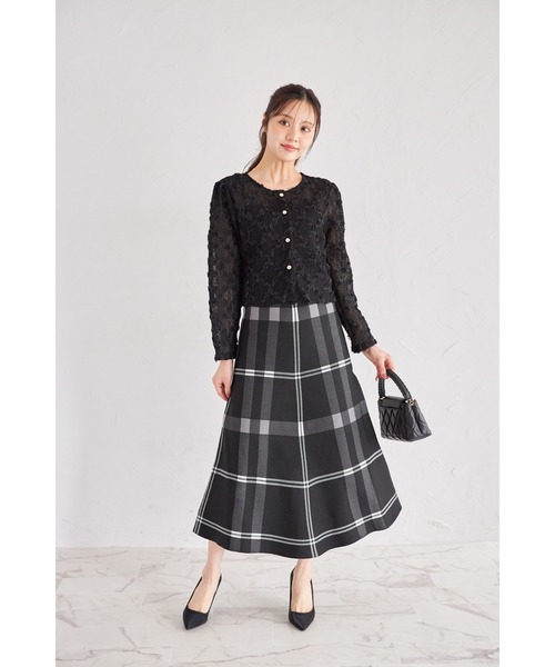 ZOZO限定】タータンチェックニットフレアスカート（スカート）｜tocco