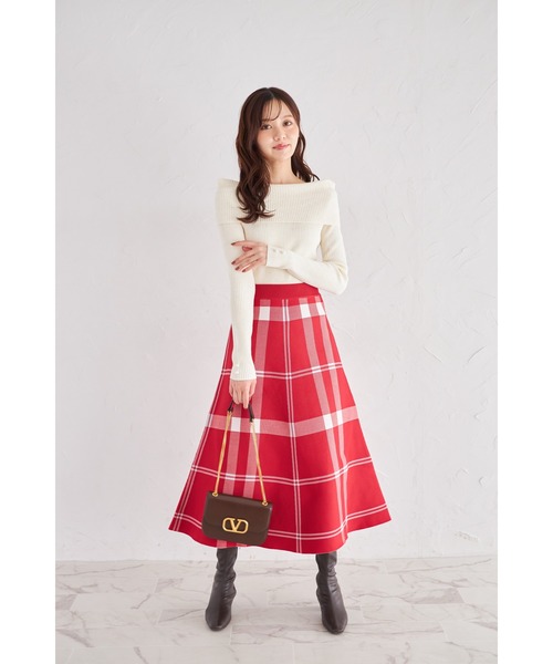 ZOZO限定】タータンチェックニットフレアスカート（スカート）｜tocco