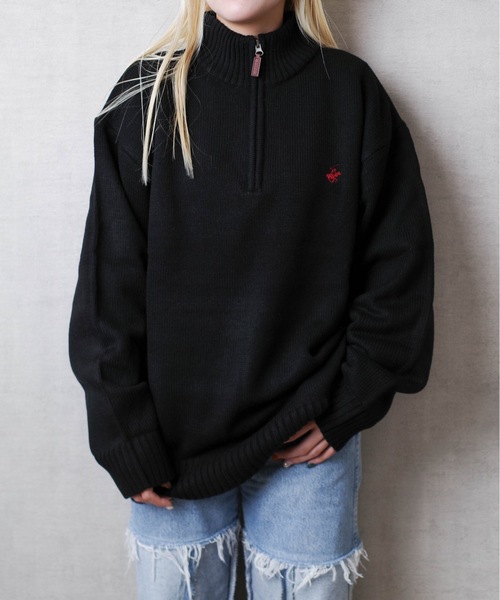BEVERLY HILLS POLO CLUB(ビバリーヒルズポロクラブ)の「BEVERLY HILLS POLO CLUB / ハーフZIPニットPO / 4422-5751(ニット/セーター・レディース・ブラック系その他/ブルー系その他/モカ/ブラック/アイボリー/ワイン・X-LARGE)」の2枚目の写真