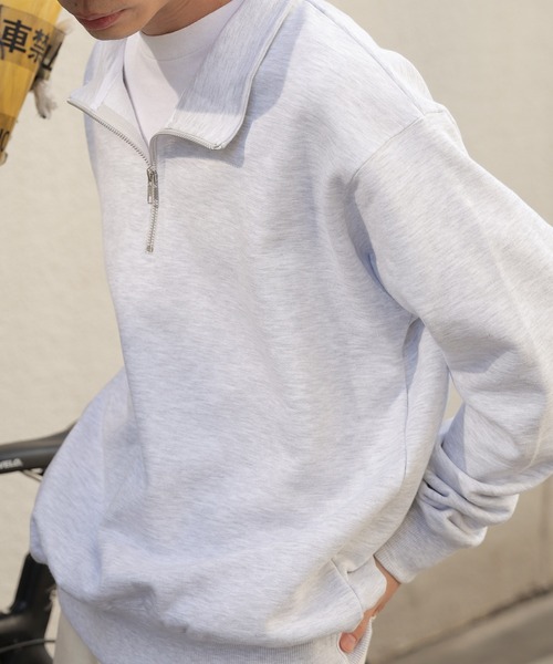 CROSS & STITCH(クロスステッチ)の「▲CROSS&STITCH/クロスアンドステッチ 10オンス レギュラーウエイト ハーフジップスウェットシャツ 無地 ユニセックス(スウェット・メンズ・ホワイト/ブラック/アッシュグレー・M/L/2XL/XL)」の16枚目の写真