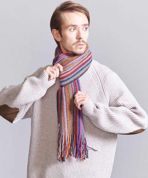 BEAUTY&YOUTH UNITED ARROWS（ビューティーアンドユースユナイテッドアローズ）の「マルチカラー マフラー（マフラー・メンズ・コバルトブルー/ブラック/その他1・FREE）」の3枚目の写真