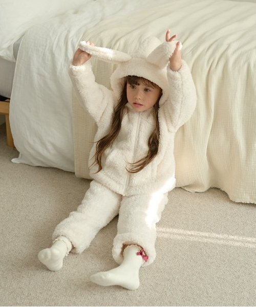 セール】【ルームウェア】【ふわふわボア】うさぎ&ねこパーカー&パンツ