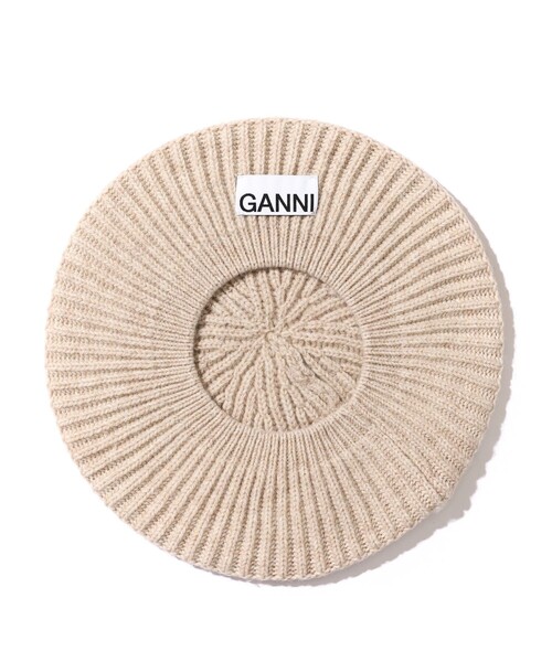 GANNI（ガニー）の「GANNI/ガニー STRUCTURED RIB BERET / A4430 / ウールリブニットベレー（ハンチング/ベレー帽・レディース・ベージュ/グレー/ブラック・ONE SIZE）」の12枚目の写真