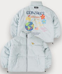 【(What it isNt) ART BY MARK GONZALES/ワットイットイズント マークゴンザレス】リバーシブル スタンドカラー グラフィックデザイン 中綿 パファージャケット ナイロンジャケット ビッグシルエット