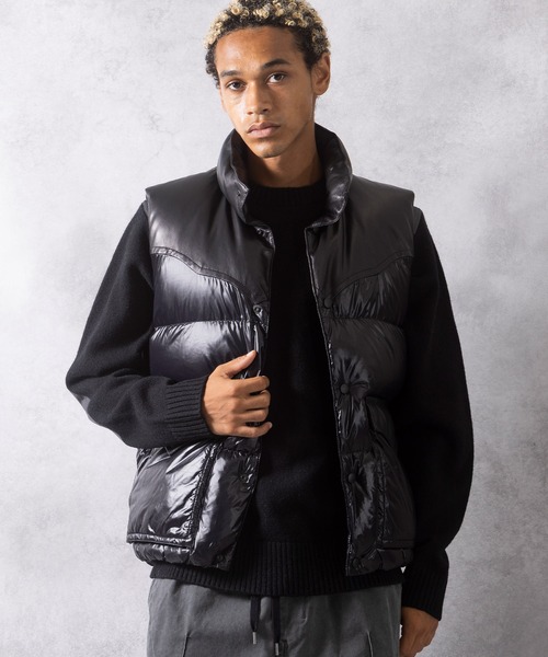 NUMBER (N)INE(ナンバーナイン)の「NUMBER (N)INE/ナンバーナイン COMBINATION DOWN VEST(ダウンベスト・メンズ・ブラック系1/ブラック・4/3/2)」の4枚目の写真