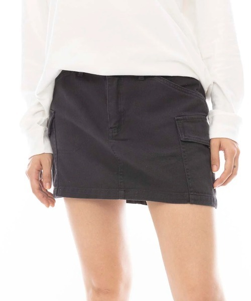 【セール】BILLABONG レディース HILARY CARGO SKIRT スカート/ビラボンブラックデニムミニスカート（スカート）｜BILLABONG（ビラボン）