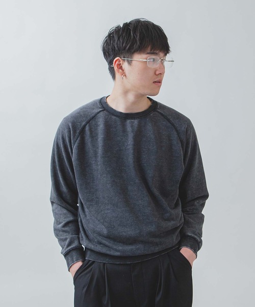 ZIP FIVE -White Line-(ジップファイブホワイトライン)の「【White Line】 裏毛 コンパクト ピグメント フェード スウェット / 短丈 スウェット(スウェット・メンズ・ブラック/杢グレー/ブラウン・LARGE/MEDIUM/X-LARGE)」の17枚目の写真