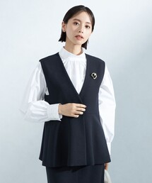 green label relaxing | ソフト ジョーゼット ペプラム ジレ -マシンウォッシャブル・ストレッチ・防シワ-(ベスト)