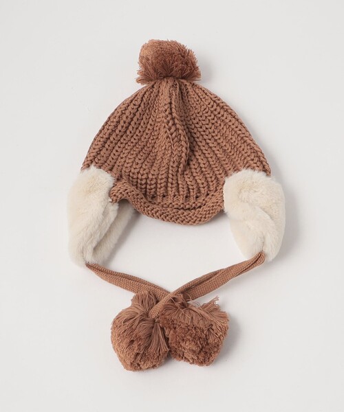 green label relaxing（グリーンレーベルリラクシング）の「GLR ハートモチーフ ポップコーン キャップ / ニット帽  / キッズ（ニットキャップ/ビーニー・キッズ・ブラック/ブラウン・FREE）」の3枚目の写真