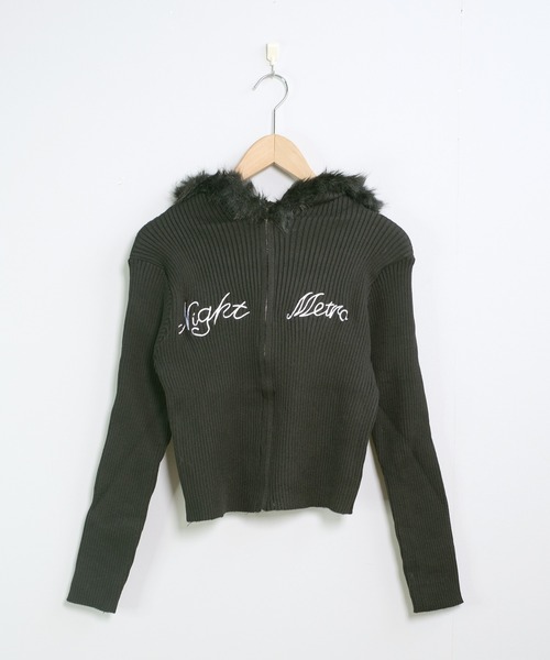 shopnikoniko（ショップニコニコ）の「ファー ジップアップ フーディー パーカー ショート丈 クロップド丈 ニットパーカー（パーカー・レディース・ブラック/グレー/ブラウン/ホワイト・フリー）」の21枚目の写真