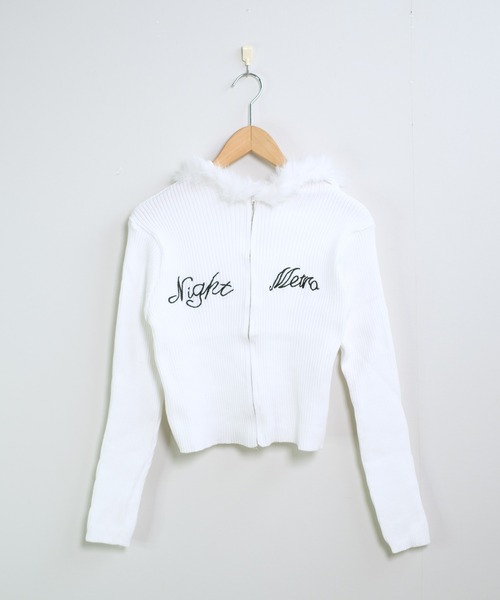shopnikoniko（ショップニコニコ）の「ファー ジップアップ フーディー パーカー ショート丈 クロップド丈 ニットパーカー（パーカー・レディース・ブラック/グレー/ブラウン/ホワイト・フリー）」の22枚目の写真