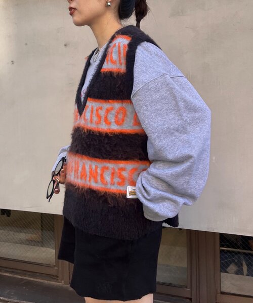 HELLO.SANFRANCISCO（ハローサンフランシスコ）の「【HELLO.SANFRANCISCO】ロゴジャガードニットベスト（ベスト・レディース・レッド/ブラック/グレー・ONE SIZE）」の13枚目の写真