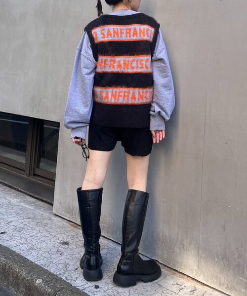 HELLO.SANFRANCISCO（ハローサンフランシスコ）の「【HELLO.SANFRANCISCO】ロゴジャガードニットベスト（ベスト・レディース・レッド/ブラック/グレー・ONE SIZE）」の18枚目の写真