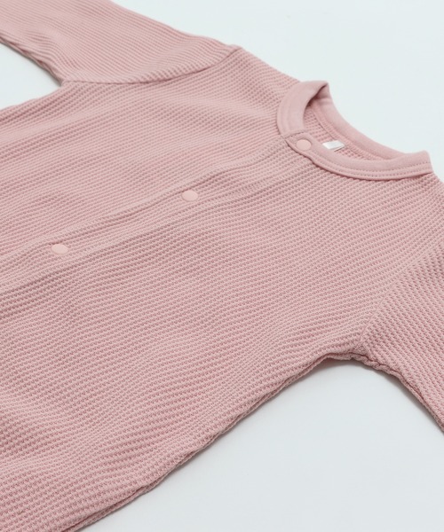 chil2（チルツー）の「ワッフル長袖ツーウェイオール（ロンパース・キッズ・ブラック/ピンク/ミント/クリーム/杢グレー・50-70cm）」の18枚目の写真