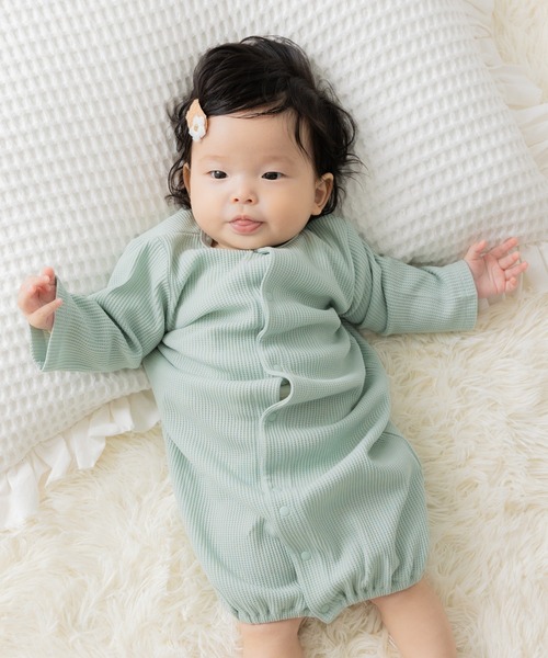 chil2（チルツー）の「ワッフル長袖ツーウェイオール（ロンパース・キッズ・ブラック/ピンク/ミント/クリーム/杢グレー・50-70cm）」の22枚目の写真