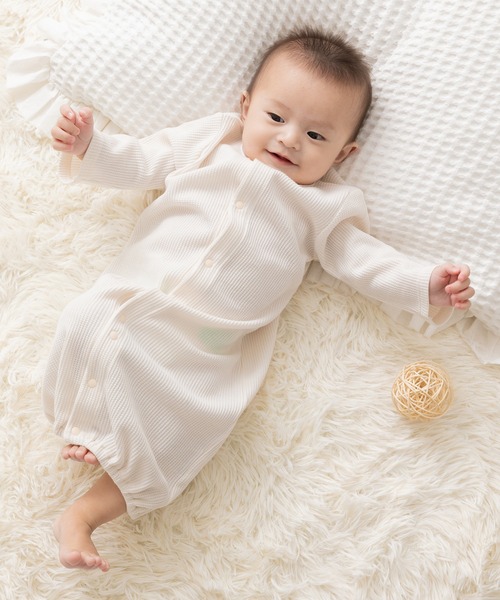 chil2（チルツー）の「ワッフル長袖ツーウェイオール（ロンパース・キッズ・ブラック/ピンク/ミント/クリーム/杢グレー・50-70cm）」の20枚目の写真