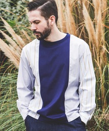 MR.OLIVE | MIX MATERIAL / MULTI STRIPE HYBRID SHIRT(シャツ/ブラウス)