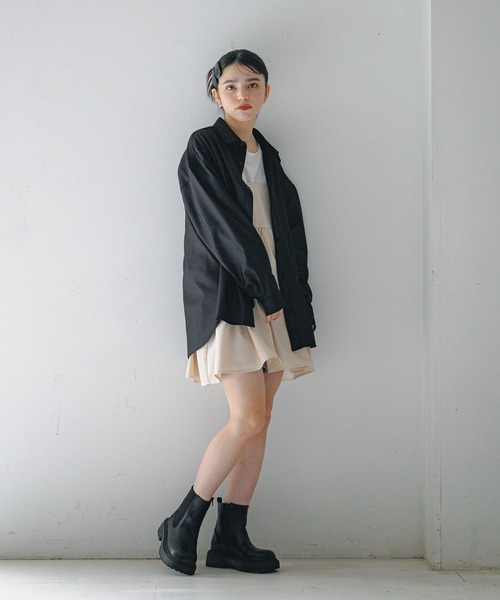 GLOBAL WORK(グローバルワーク)の「大人見えシャツジャケット/AND YUA ANY/243701(シャツ/ブラウス・キッズ・ブラック・FREE)」の3枚目の写真