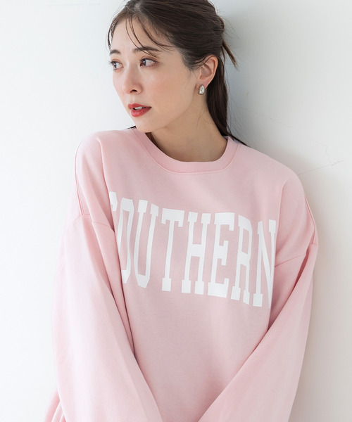 coca（coca）（コカ）の「ポリエステルコットン裏起毛アソートカレッジスウェット（スウェット・レディース・ピンク/グリーン/グレー/アイボリー/チャコール/オートミール・M/L）」の6枚目の写真