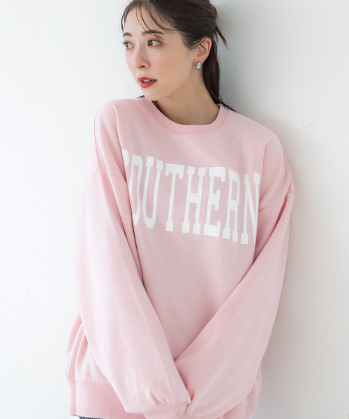 coca（coca）（コカ）の「ポリエステルコットン裏起毛アソートカレッジスウェット（スウェット・レディース・ピンク/グリーン/グレー/アイボリー/チャコール/オートミール・M/L）」の9枚目の写真