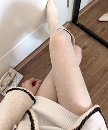 SHEPP（シープ）の「リボン/ハート柄 アソートシアータイツ（タイツ/ストッキング）」