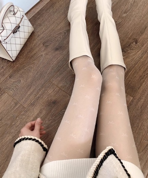 SHEPP（シープ）の「リボン/ハート柄 アソートシアータイツ（タイツ/ストッキング・レディース・ブラック系その他/ホワイト系その他/ホワイト/ブラック・F）」の13枚目の写真