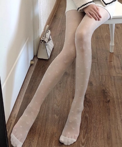 SHEPP（シープ）の「リボン/ハート柄 アソートシアータイツ（タイツ/ストッキング・レディース・ブラック系その他/ホワイト系その他/ホワイト/ブラック・F）」の15枚目の写真