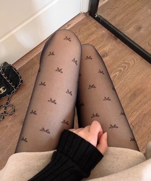 SHEPP（シープ）の「リボン/ハート柄 アソートシアータイツ（タイツ/ストッキング・レディース・ブラック系その他/ホワイト系その他/ホワイト/ブラック・F）」の21枚目の写真