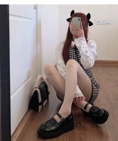 SHEPP（シープ）の「リボン/ハート柄 アソートシアータイツ（タイツ/ストッキング・レディース・ブラック系その他/ホワイト系その他/ホワイト/ブラック・F）」の7枚目の写真