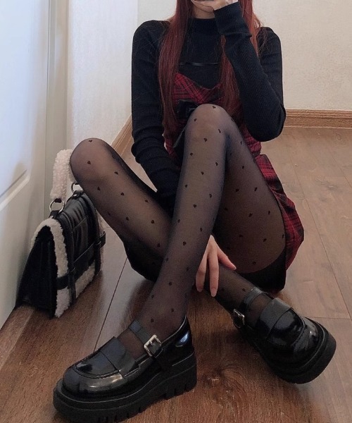 SHEPP（シープ）の「リボン/ハート柄 アソートシアータイツ（タイツ/ストッキング・レディース・ブラック系その他/ホワイト系その他/ホワイト/ブラック・F）」の16枚目の写真