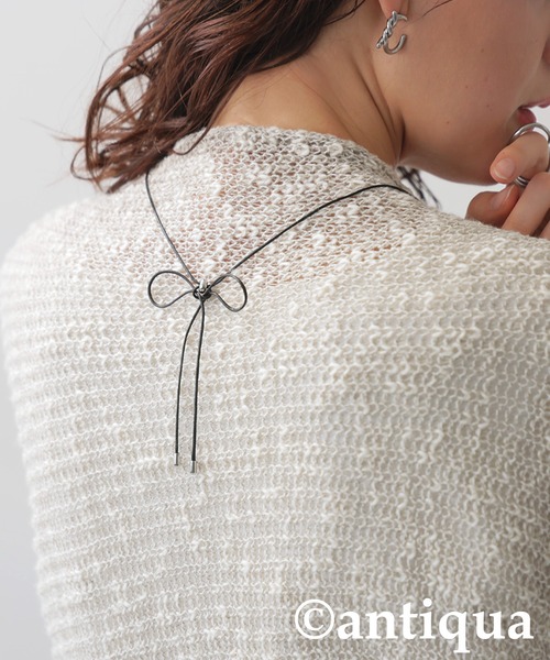 antiqua（アンティカ）の「レザーコードネックレス（ネックレス・レディース・ゴールド×ブラウン/シルバー×ブラック・FREE）」の6枚目の写真