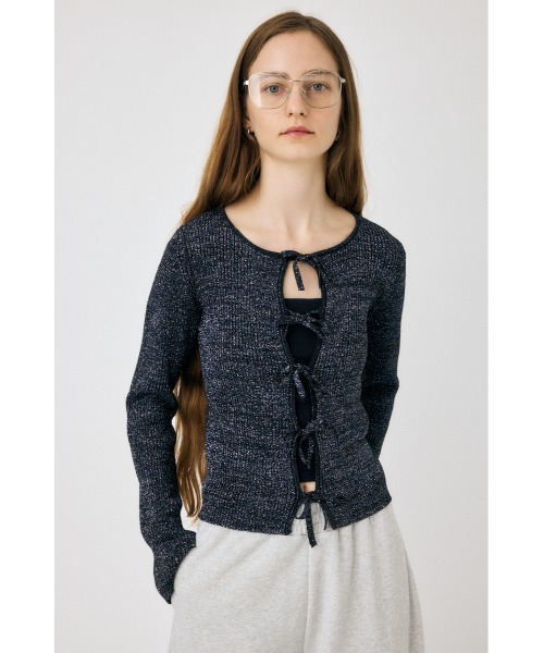 MOUSSY（マウジー）の「FRONT RIBBON ニットトップス（ニット/セーター・レディース・ブラック/グレー/ホワイト・FREE）」の8枚目の写真