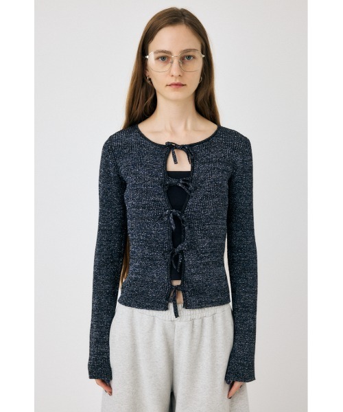 MOUSSY（マウジー）の「FRONT RIBBON ニットトップス（ニット/セーター・レディース・ブラック/グレー/ホワイト・FREE）」の9枚目の写真