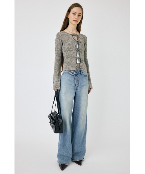 MOUSSY（マウジー）の「FRONT RIBBON ニットトップス（ニット/セーター・レディース・ブラック/グレー/ホワイト・FREE）」の13枚目の写真