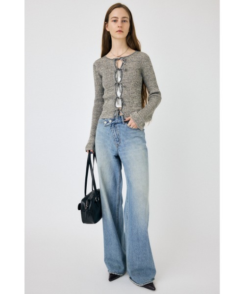 MOUSSY（マウジー）の「FRONT RIBBON ニットトップス（ニット/セーター・レディース・ブラック/グレー/ホワイト・FREE）」の14枚目の写真