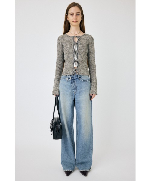 MOUSSY（マウジー）の「FRONT RIBBON ニットトップス（ニット/セーター・レディース・ブラック/グレー/ホワイト・FREE）」の15枚目の写真