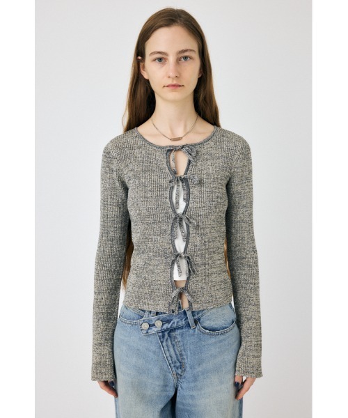 MOUSSY（マウジー）の「FRONT RIBBON ニットトップス（ニット/セーター・レディース・ブラック/グレー/ホワイト・FREE）」の17枚目の写真