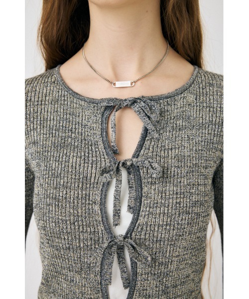 MOUSSY（マウジー）の「FRONT RIBBON ニットトップス（ニット/セーター・レディース・ブラック/グレー/ホワイト・FREE）」の20枚目の写真