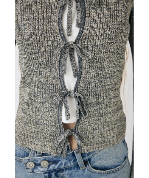 MOUSSY（マウジー）の「FRONT RIBBON ニットトップス（ニット/セーター・レディース・ブラック/グレー/ホワイト・FREE）」の21枚目の写真