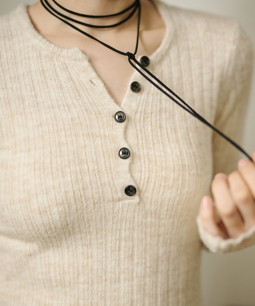 LAULEN（ローレン）の「henley neck long rib dress /ヘンリーネック ロング リブ ワンピース（ワンピース・レディース・グレー/チャコールグレー/ベージュ・FREE）」の22枚目の写真