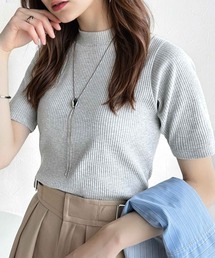 シンプルで着回し力抜群!テレコモックネック半袖トップス