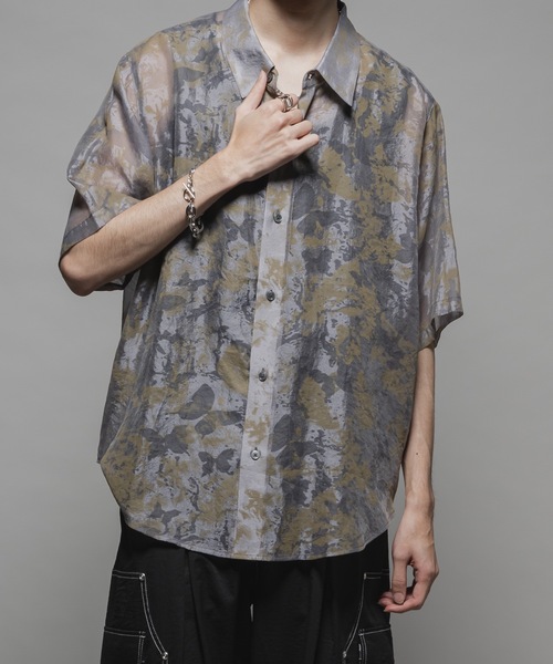 CASPER JOHN（キャスパージョン）の「Various loose shirts -sheer- /バリアスルーズシャツ -シアー-（シャツ/ブラウス・メンズ・ブラック/グレイッシュベージュ/サックスブルー/グレー/チャコールグレー/モカ/ネイビー/オレンジ/ライトグレー/ブラウン/ピンク・X-SMALL/SMALL/MEDIUM/LARGE）」の4枚目の写真