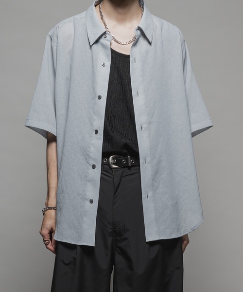 CASPER JOHN（キャスパージョン）の「Various loose shirts -sheer- /バリアスルーズシャツ -シアー-（シャツ/ブラウス・メンズ・ブラック/グレイッシュベージュ/サックスブルー/グレー/チャコールグレー/モカ/ネイビー/オレンジ/ライトグレー/ブラウン/ピンク・X-SMALL/SMALL/MEDIUM/LARGE）」の9枚目の写真