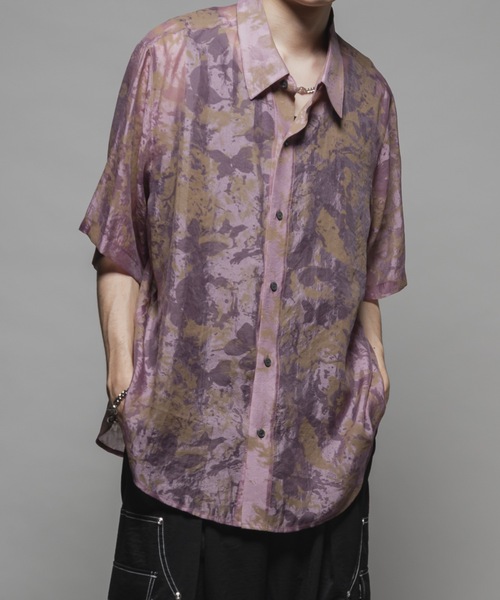 CASPER JOHN（キャスパージョン）の「Various loose shirts -sheer- /バリアスルーズシャツ -シアー-（シャツ/ブラウス・メンズ・ブラック/グレイッシュベージュ/サックスブルー/グレー/チャコールグレー/モカ/ネイビー/オレンジ/ライトグレー/ブラウン/ピンク・X-SMALL/SMALL/MEDIUM/LARGE）」の10枚目の写真