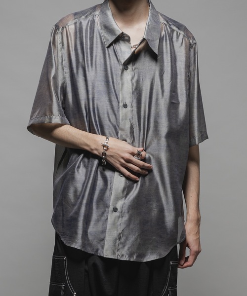 CASPER JOHN（キャスパージョン）の「Various loose shirts -sheer- /バリアスルーズシャツ -シアー-（シャツ/ブラウス・メンズ・ブラック/グレイッシュベージュ/サックスブルー/グレー/チャコールグレー/モカ/ネイビー/オレンジ/ライトグレー/ブラウン/ピンク・X-SMALL/SMALL/MEDIUM/LARGE）」の7枚目の写真