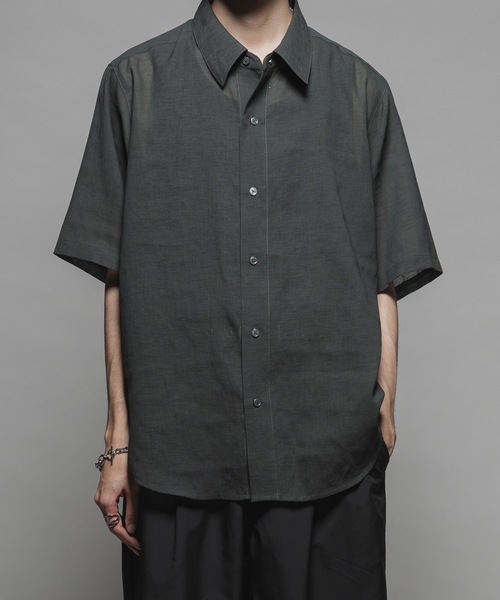 CASPER JOHN（キャスパージョン）の「Various loose shirts -sheer- /バリアスルーズシャツ -シアー-（シャツ/ブラウス・メンズ・ブラック/グレイッシュベージュ/サックスブルー/グレー/チャコールグレー/モカ/ネイビー/オレンジ/ライトグレー/ブラウン/ピンク・X-SMALL/SMALL/MEDIUM/LARGE）」の2枚目の写真