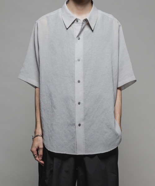 CASPER JOHN（キャスパージョン）の「Various loose shirts -sheer- /バリアスルーズシャツ -シアー-（シャツ/ブラウス・メンズ・ブラック/グレイッシュベージュ/サックスブルー/グレー/チャコールグレー/モカ/ネイビー/オレンジ/ライトグレー/ブラウン/ピンク・X-SMALL/SMALL/MEDIUM/LARGE）」の3枚目の写真