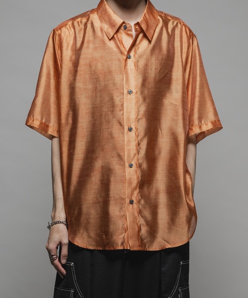 CASPER JOHN（キャスパージョン）の「Various loose shirts -sheer- /バリアスルーズシャツ -シアー-（シャツ/ブラウス・メンズ・ブラック/グレイッシュベージュ/サックスブルー/グレー/チャコールグレー/モカ/ネイビー/オレンジ/ライトグレー/ブラウン/ピンク・X-SMALL/SMALL/MEDIUM/LARGE）」の19枚目の写真